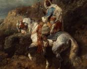 阿道夫 施赖尔 : Arabischer Reiter an einter Tranke